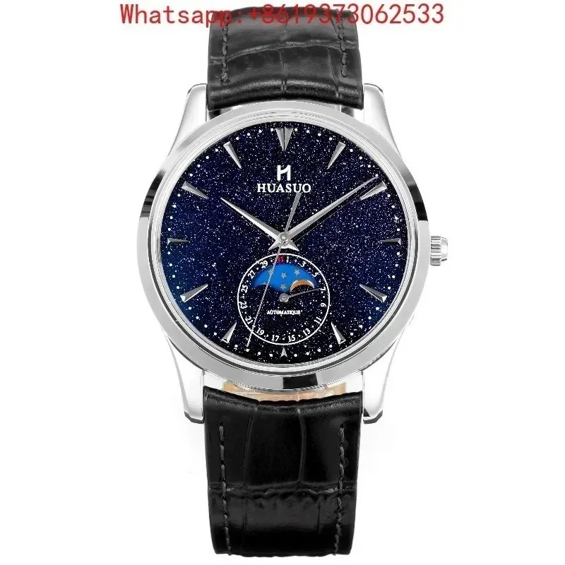 Customized Mechanical Men's Watch Blue Sandstone Plate Japanese 9015 Modified Movement Fashion Men's Watch High-end Trend