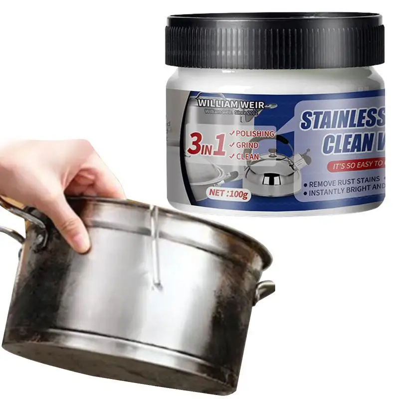 Pasta de esmalte de Metal de 100g, limpiador de acero inoxidable para electrodomésticos, crema pulidora para eliminar arañazos de acero inoxidable