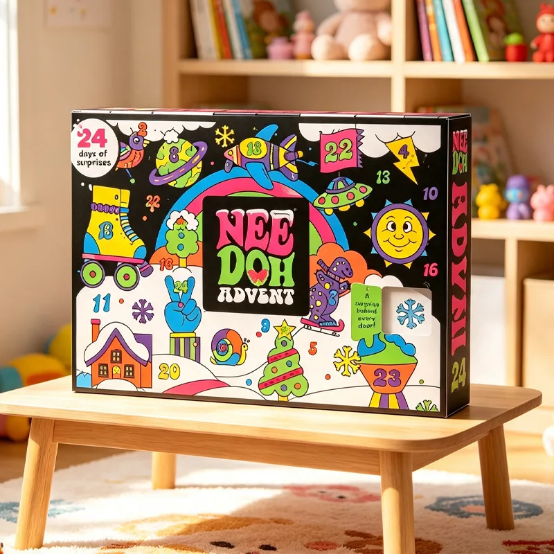 2026 Hot 24 Days Nee Doh Squishy Advent Calendar, 24‑Grid Blind Box, Squeezable Mini Fidget Toy, Christmas Holiday Gift For Kids