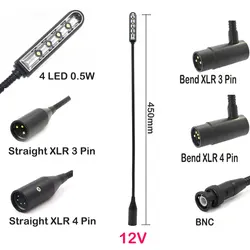 Luz LED de 12V para DJ, atenuador de consola, Lámpara de trabajo XLR, 3 pines, 4 pines, cuello de cisne, accesorios para consola DMX