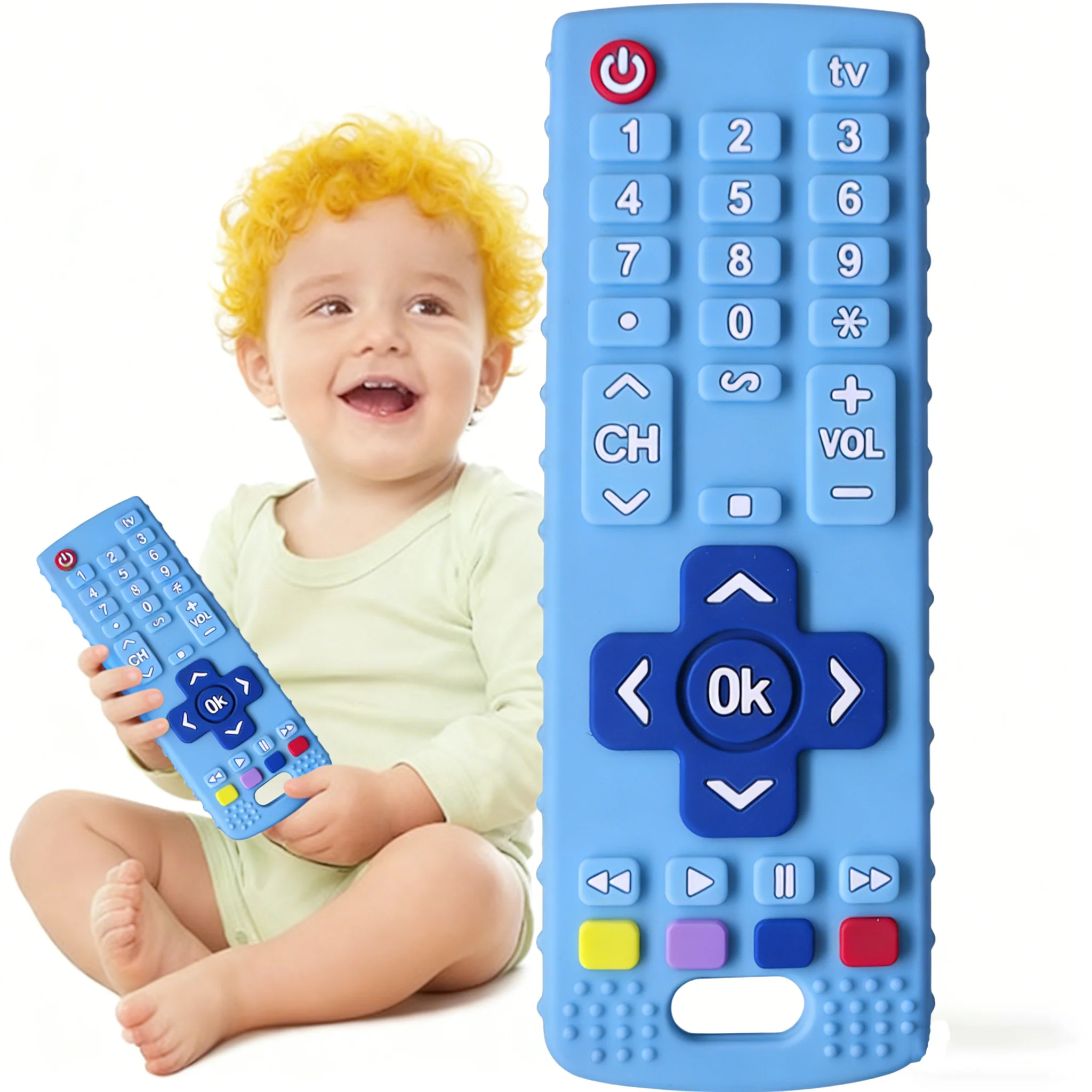 

Силиконовая игрушка-прорезыватель с дистанционным управлением — забавная интерактивная игрушка для облегчения прорезывания зубов для младенцев и малышей, успокаивающая на каждый день