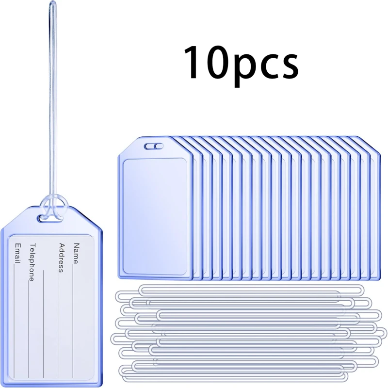 Portatarjetas transparente de 10/20 piezas, portatarjetas para tarjetas de identificación, etiqueta de nombre, etiqueta de equipaje, pase de embarque de equipaje, plástico duro Vertical