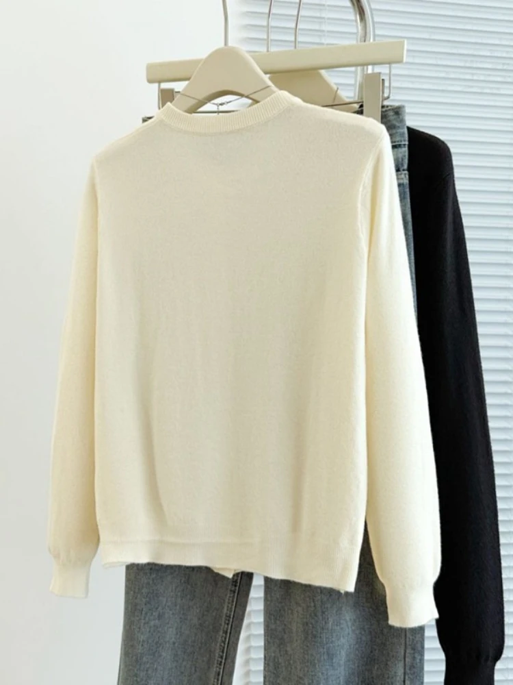 AOSSVIAO Korean Style Embroidered Single Breasted Women Knit Cardigan 2026 Autumn Loose Figure Flattering Sweater Versatile Tops