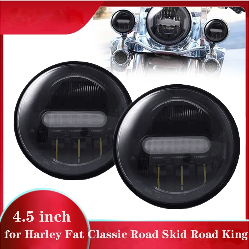 

Motorcycle Accessories 4 1/2 4.5 Inch LED Fog Lights Projector Auxiliary Passing Lamp 30W Black/ Chrome