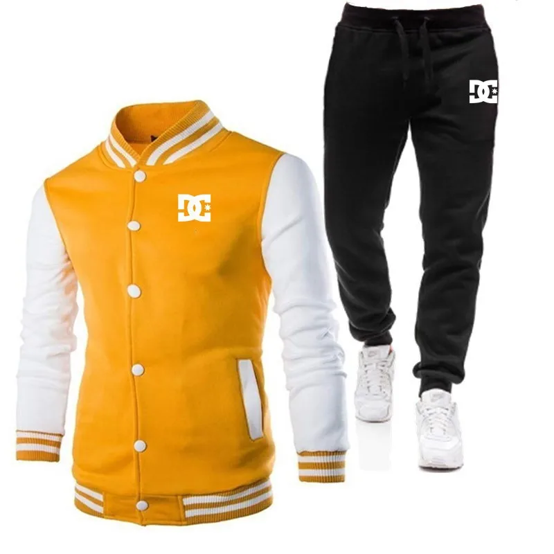 Seasonal fashionable men's clothing sports and leisure baseball jacket pants set outdoor jogging cardigan hat less set