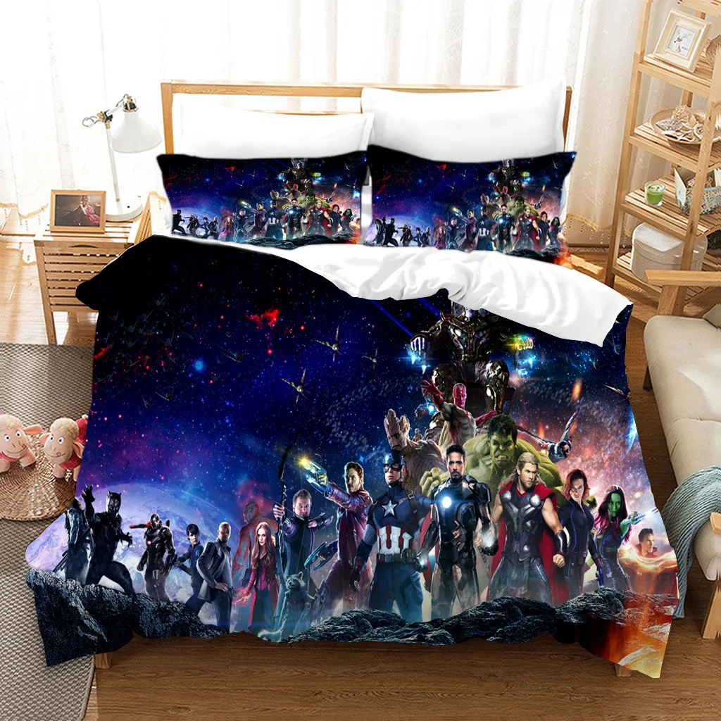 Disney Marvel The Avengers Spiderman Bedding Set Captain Iron Man Duvet Cover Set Quilt Cover Pillowcase Comfortable Bed Set