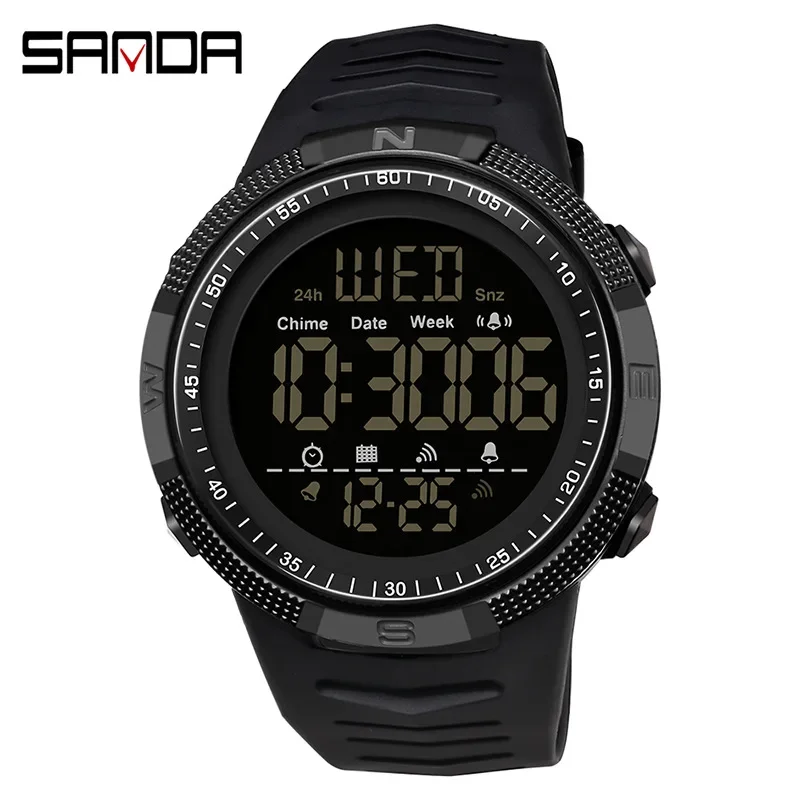 

Sanda 6014 Outdoor Sports Men Fashion Rubber Strap Waterproof Electronic Movement Big Digital Dial Alarm Mode Wrist Watches