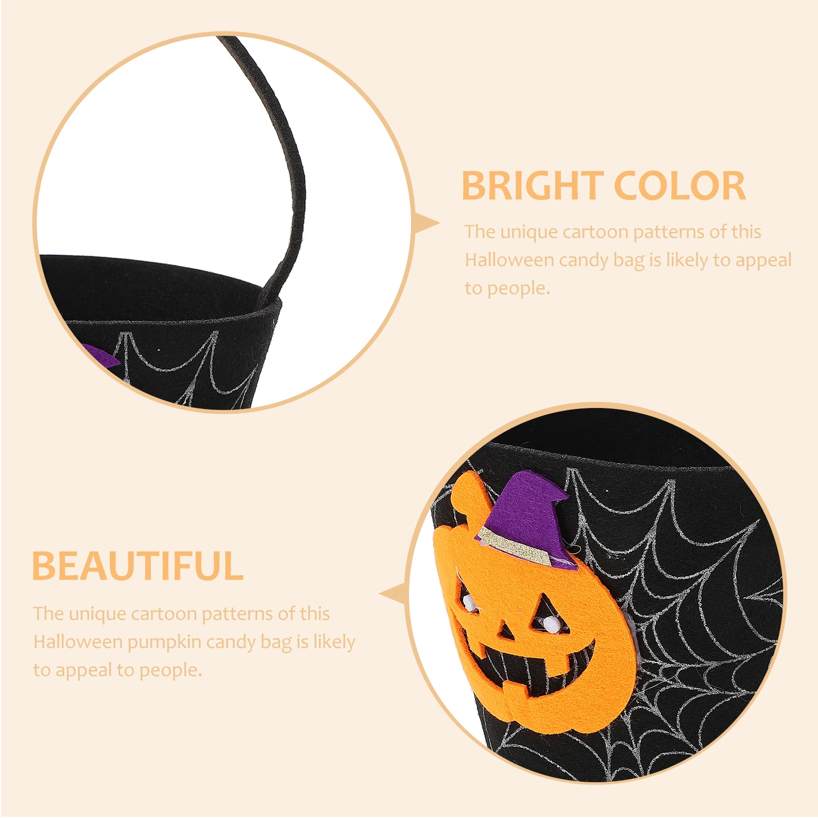 

Halloween Candy Bags Treat Bags Gift Pumpkin Bucket Spooky Spider Design Lightweight Storage Bag Goodie Bag Party Favors Candy