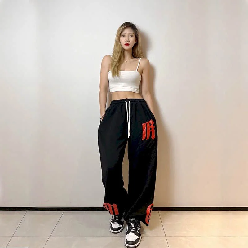 

Women Pants American High Street Hip-hop Sporty Gothic Casual Jazz Printing Trousers Korean Fashion Streetwear Women Clothing