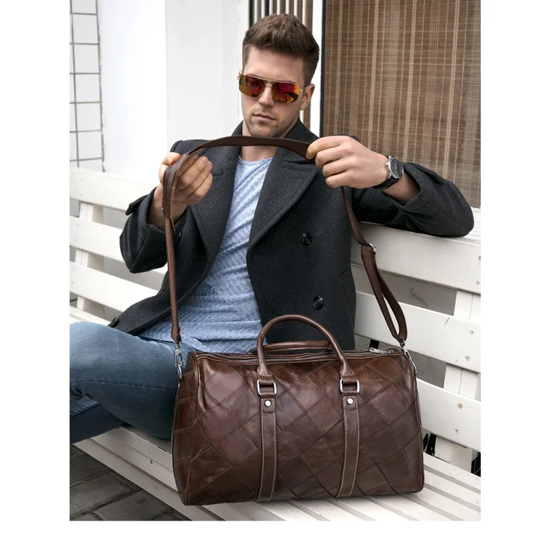 New Men Cow Leather Briefcase Men's Travel Messenger Bag Vintage Tote Shoulder Male Bag Office Handbag For Men Attache Case