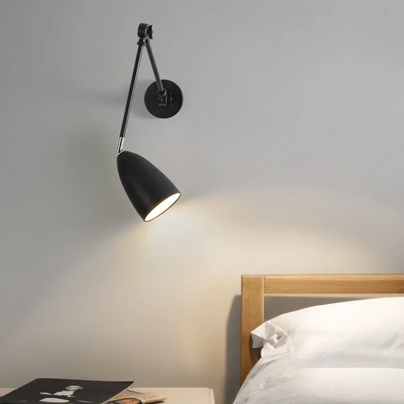 SANDYHA Bedroom Bedside LED Wall Lamps Modern Simple Telescopic 108 °  Rocker Arm Long Pole Study Reading Decor Lighting Fixture