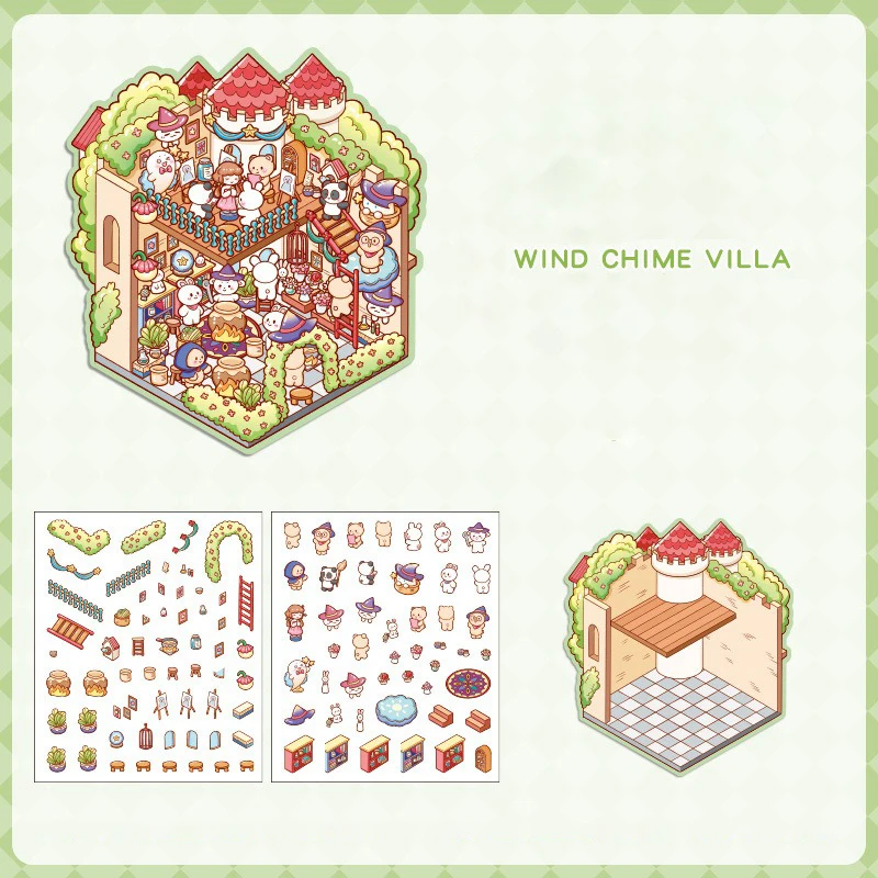 Rainbow Fortress Creative Sticker 3D Sticker Miniature Landscape Stickers Miniature Scene Sticker Landscape Scrapbook Sticker