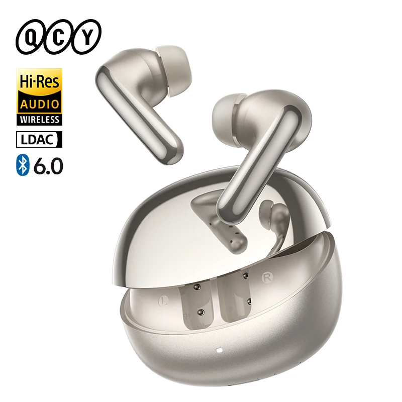 QCY Wireless Earphones MeloBuds N60 BH25HT19A 56dB Adaptive ANC 45Hrs Bluetooth 6.0 Hi-Res LDAC Earbuds 6 Mics AI Call Clear