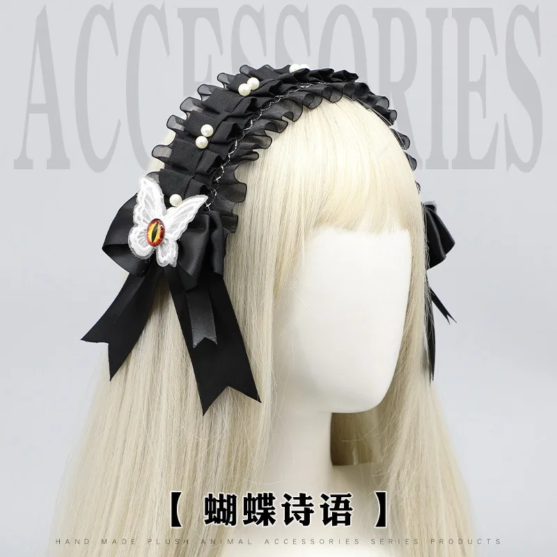

Japanese Sweet Lovely Hair Band Lolita Maid Hairband Lace Ribbon Bowknot Headband Cosplay Headdress Cute Accessories
