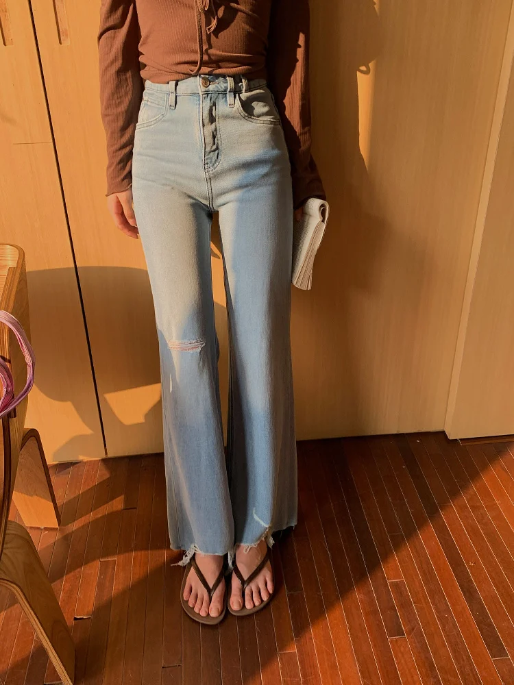 

Джинсы LILUOP: летние, модные, облегающие, с высокой талией, тонкие, расклешенные, длинные, повседневные, прямые