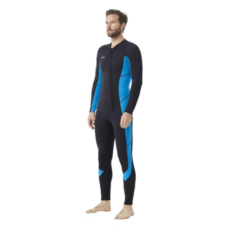 

Men's 3/2mm neoprene front-zip shorty wetsuit for cold-water swimming surfing diving thermal insulation black flexible and dura