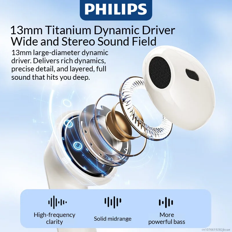 New Philips TAT1199 Earphone Wireless Bluetooth 5.4 Call Noise Reduction Earbuds HiFi Stereo Gaming Music Headphone Long Standby - view 4