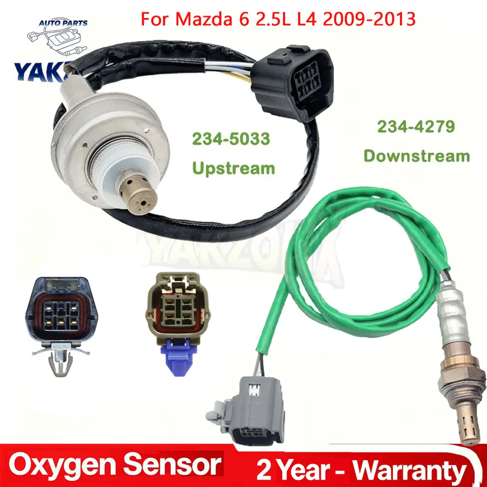 2x Oxygen O2 Sensor 02 234-4279 234-5033 For Mazda 6 2.5L 2009 2010 2011 2012 2013 4 & 5 Wire Air Fuel Ratio Upstream Downstream