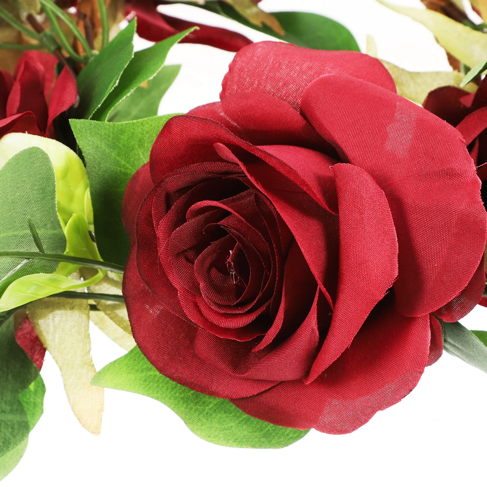 

Artificial Garland 25CM Red Wreath Ring Valentine Wedding Table Decor Floral Leaf Candles Christmas