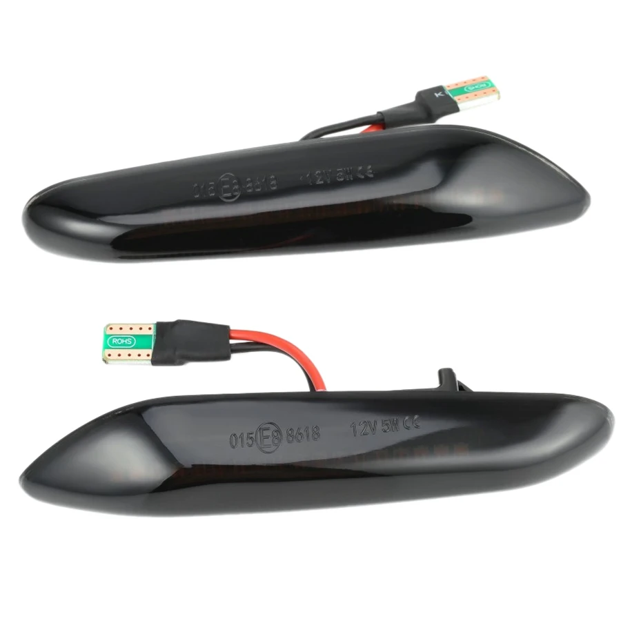 2PCS Smoke Lens Dynamic Flowing LED Turn Signal Side Marker Lights Blinker Lamp for-BMW E46 E90 E91 E92 E93 E60