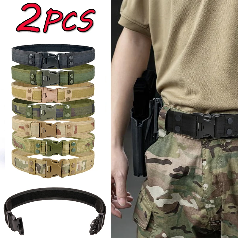 Camouflage Tactical Belt Men's Quick Release Nylon Military Belt Outdoor Combat Oxford Cloth Mountaineering Trouser Waist Belt