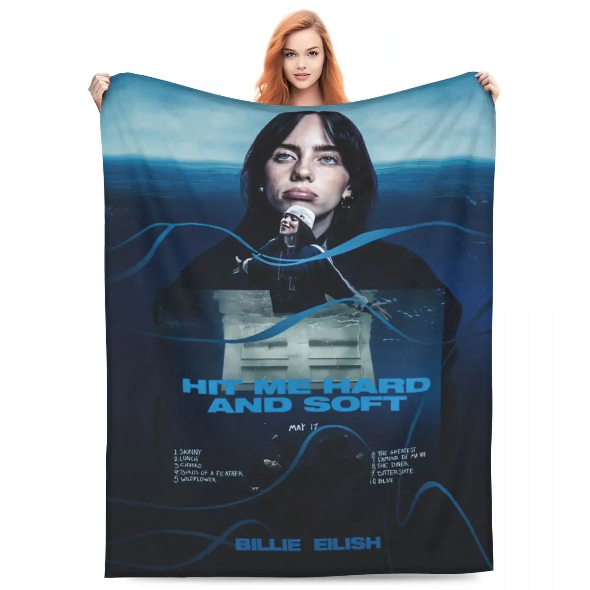 Hit Me Hard And Soft Merch Blanket Billies Fleece Bed Throw Blanket Cozy Super Soft for Car Quilt