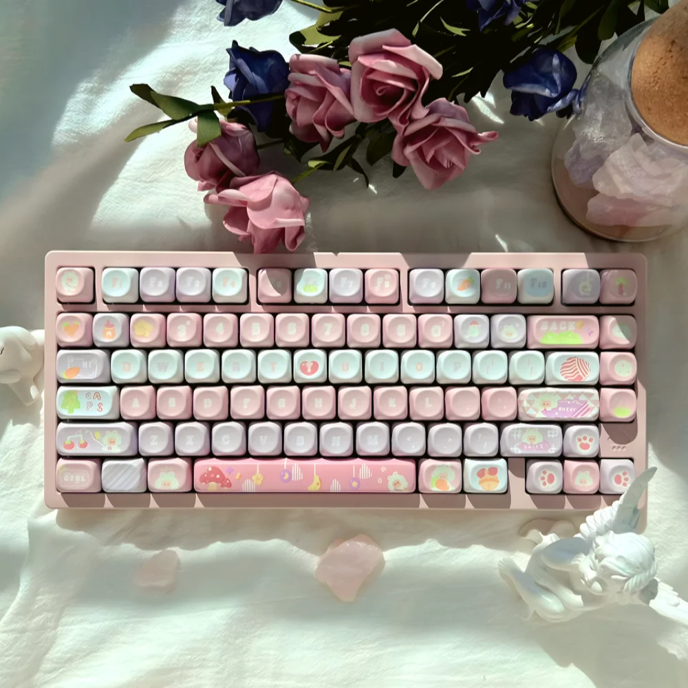 

Milk Sheep 135 Keys MOA Keycaps PBT Heat Sublimation Cute Pink for 60/64/84/98/108 Gaming Mechanical Keyboard MX Switch