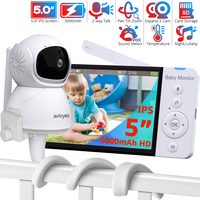 5 Inch HD Baby Monitor with Camera Pan-Tilt-Zoom 5000mAh Long Life Battery IPS Screen PTZ Babyphone Babysitter Camera Holder