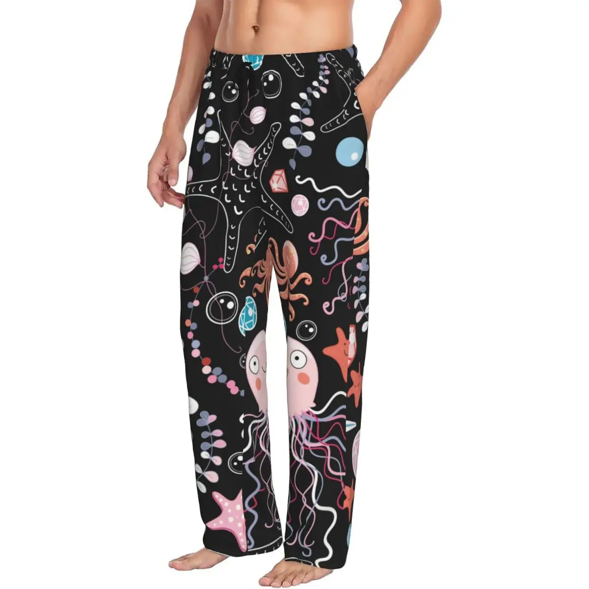 Octopus And Jellyfish Cute Sea Creature Men Sleep Bottoms Male Lounge Trousers Men's Pajama Pants