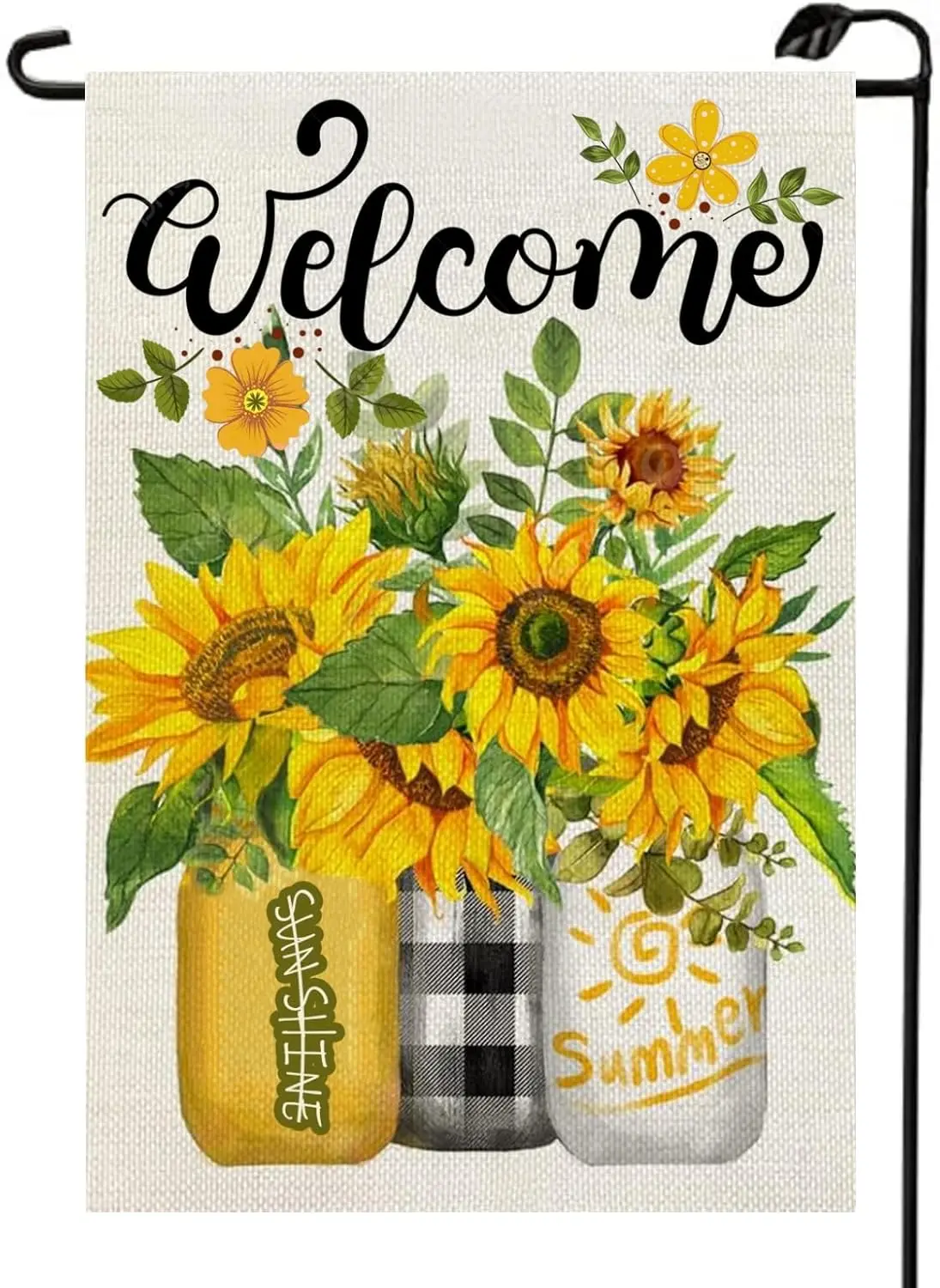 Summer Sunflower Mason Jar Garden Flag 12x18 Inch Double Sided Small Welcome Floral Sunshine Outside Decorations For Yard GX yyi