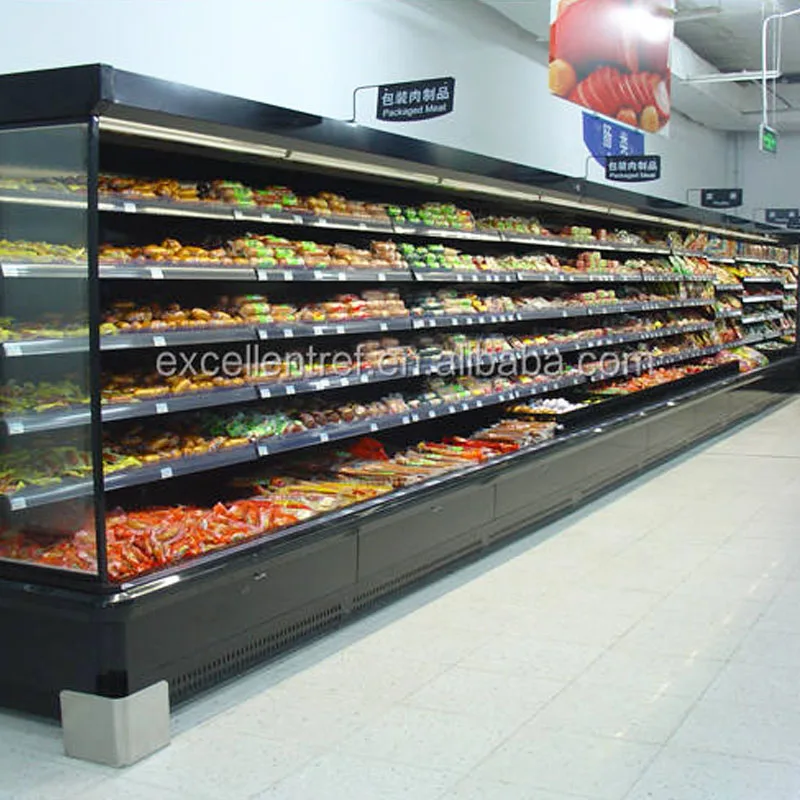 FOODLINE Customized Supermarket Vegetable Fruits Display Refrigerator Vertical Multideck Open Chiller Milk Commercial System