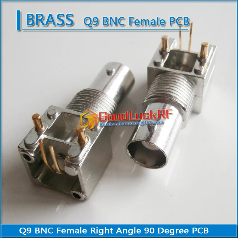 50 ohm Q9 BNC Female Washer Nut 90 Degree Right Angle Plug solder cup PCB Nickel Plated Brass RF Coaxial Adapters