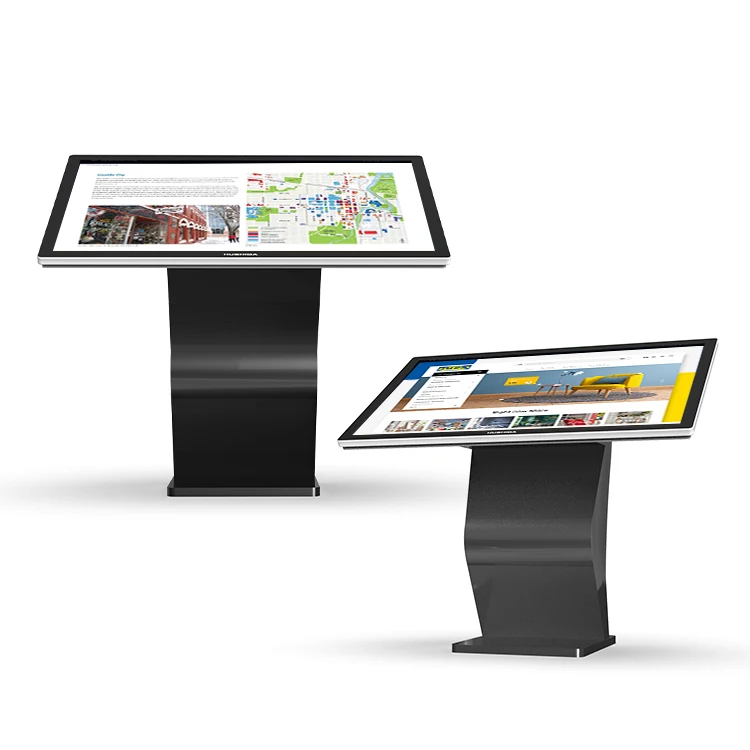 Floor Standing Marketing Business K Shape Information Inquiry Kiosk Interactive All in One PC Horizontal Touch Screen Kiosk