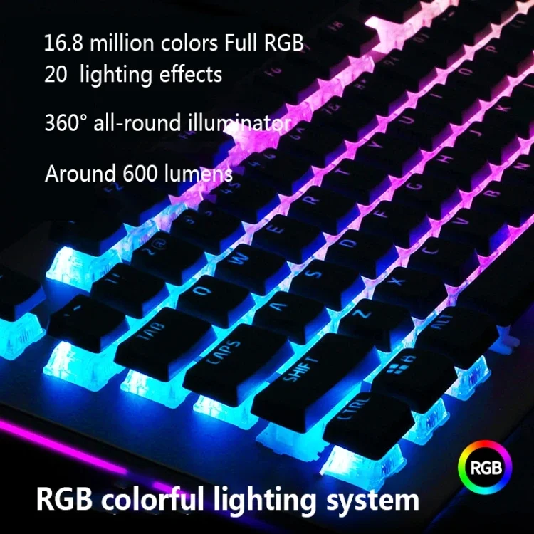 Hot Selling AULA L2098 108 Keys USB RGB Light Wired Mechanical Gaming  Blue Axis Keyboard