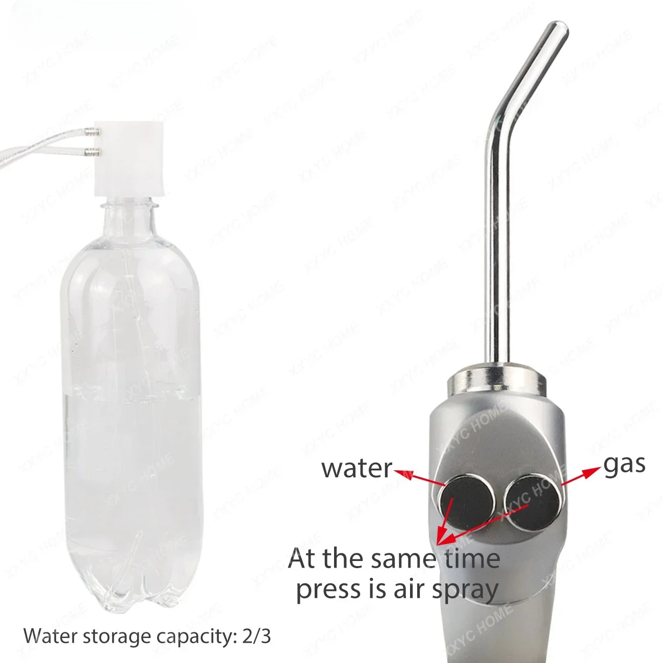 Portable Dental Turbine Unit Work With Air Compressor 600ml Water Bottle 2/4 Holes 3 Way Syringe With Dental Handpiece Tube