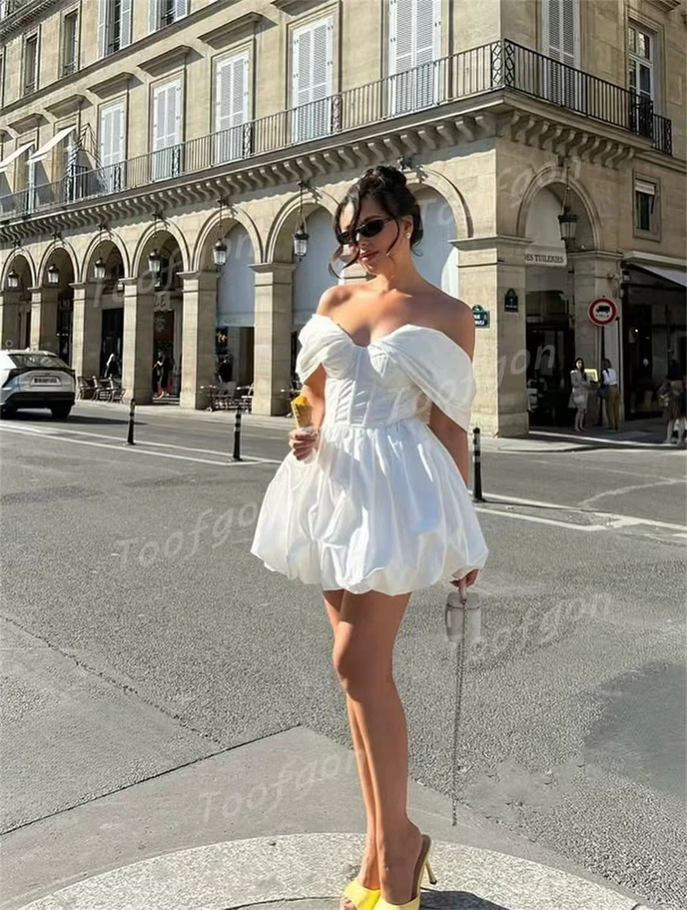 Toofgon Schatz Mini Hochzeit Party Kleider Off Schulter Kurze EINE Linie Spitze Up Vestidos Para Mujer Brautkleider Angepasst