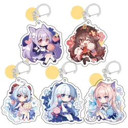 Game Genshin Impact Cartoon Keychain Cosplay Kamizato Ayaka Hu Tao Keqing Ganyu Pendant Car Key Chain Bag Accessories Gifts