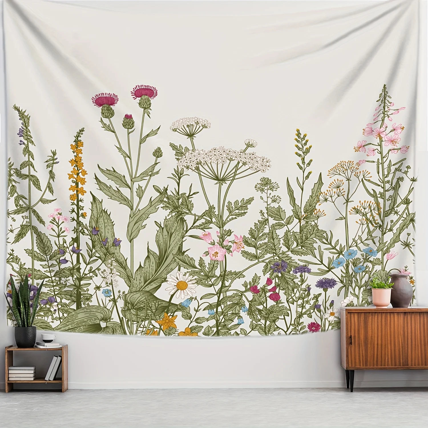 1pc Floral Grass And Dragonfly Digital Print Tapestry Home Decor Wall Hanging Wall Tapestry Wall Art