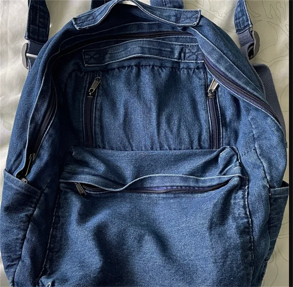 Personalized Name Denim Backpack Large Capacity Women's Men's Travelling Multifunctional Denim Bag Custom Retro Outdoor Bags