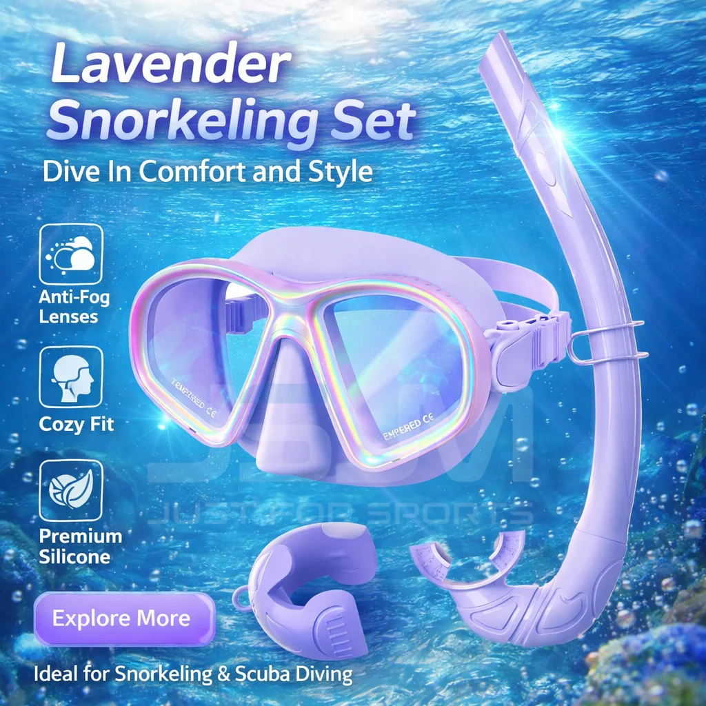 JSJM Premium Professional Diving Mask Snorkel Set Tempered Glass Anti-Fog Swimming Mask Goggles Snorkeling Gear Kit For Adults