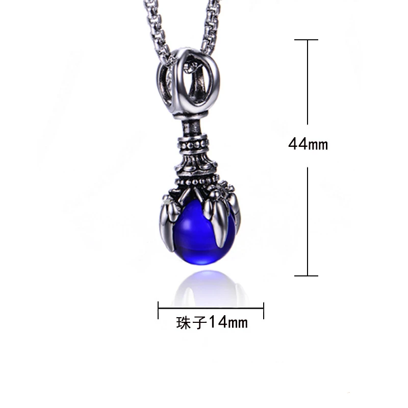 Gothic Vintage Dragon Claw Crystal Ball Magic Pestle Pendant Necklace for Men Women Fashion Charm Jewelry Gift