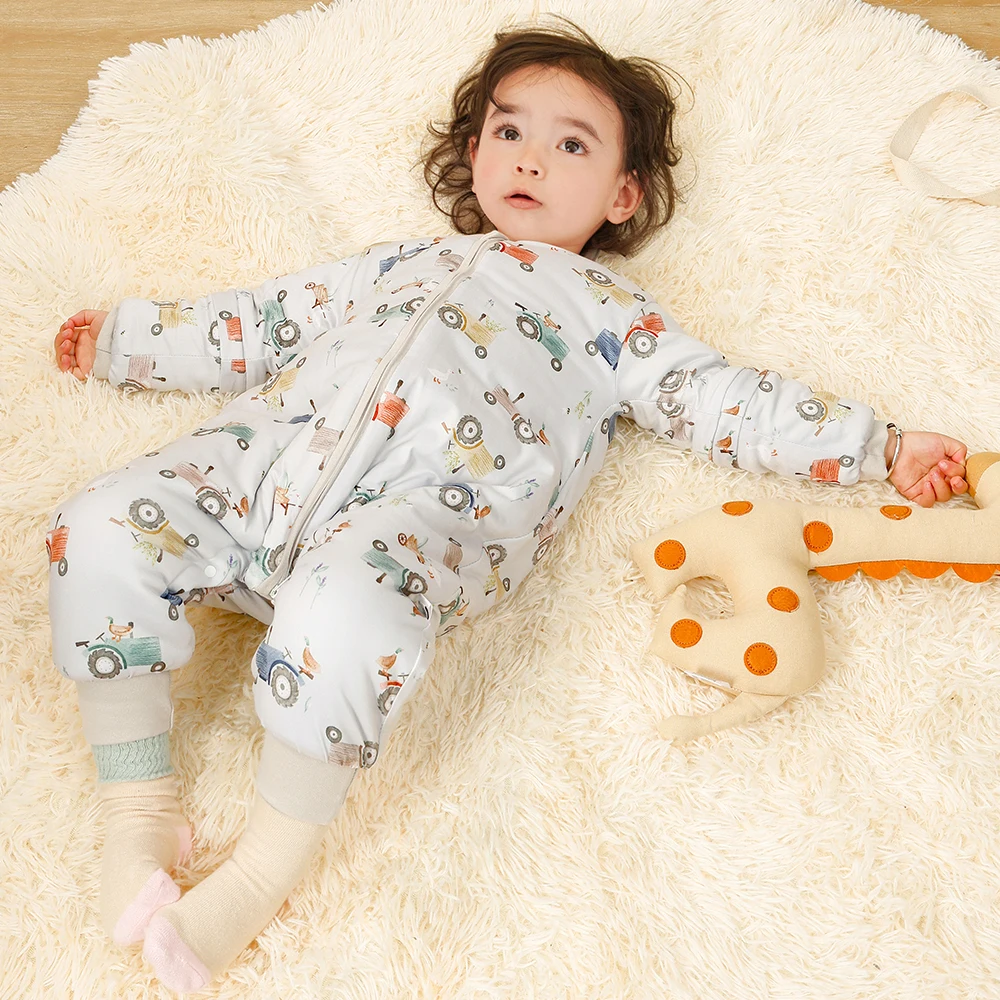 HappyFlute Saco de dormir de manga larga con dibujos animados de invierno, pierna dividida, tela gruesa para bebé de 0 a 6 años
