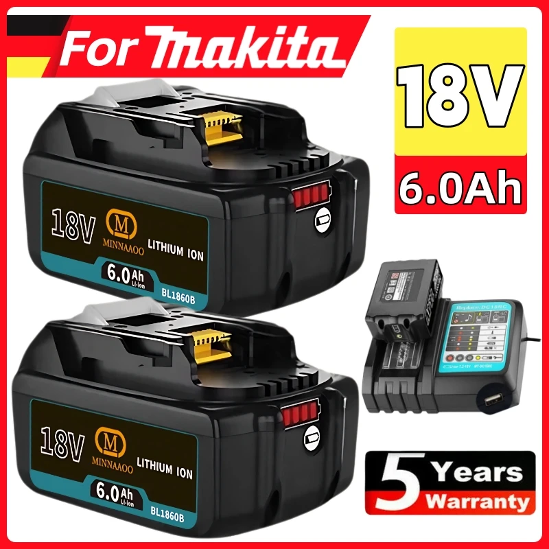 

For Makita 18V 6.0Ah Rechargeable Battery, Suitable for Makita BL1840 BL1830 BL1830B BL1830B BL1850B Electric Tool Battery