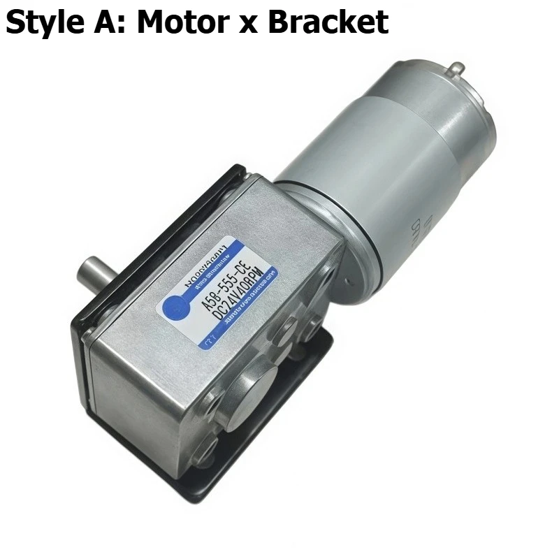 A58-555 Turbine Worm Micro Permanent Magnet DC Speed Reducer Motor 12V 24V High Torque with Speed Controller, Bracket