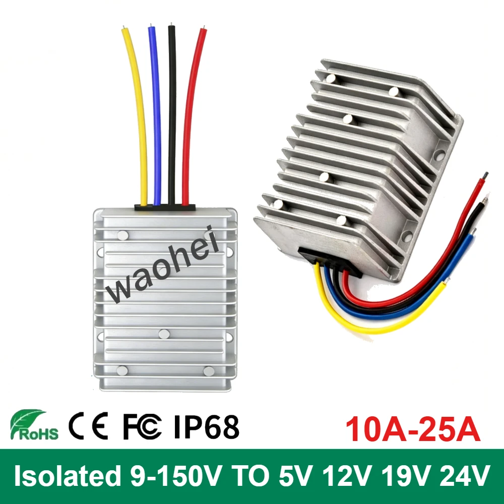 

Изолированный преобразователь напряжения DC-DC 84В/72В/60В/48В/36В/24В/12В в 5В/12В/19В/24В, понижающий модуль 9-150В в 10А-24А
