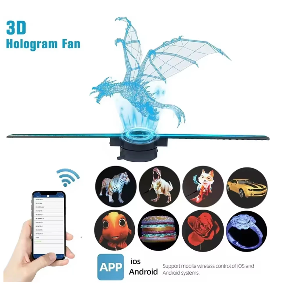 

Hovering Advertising Lights 3D Holographic Projection Fan Aerial Imaging Stereoscopic Advertising Machine For Shopping Malls Bar