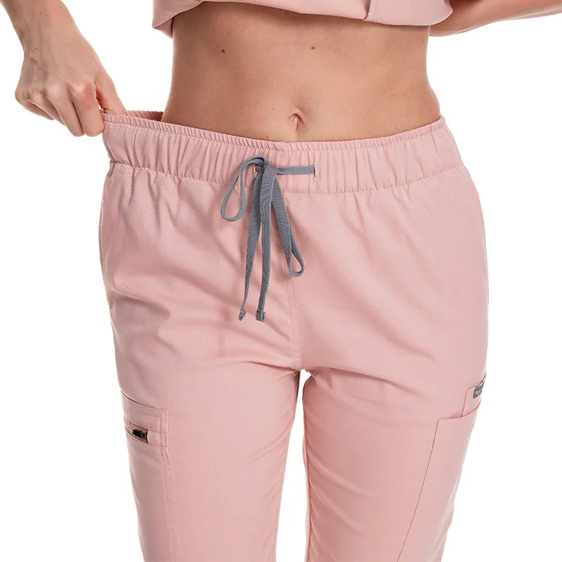 無地スクラブパンツ ラボ手術パンツ ユニセックス医師と看護師の制服作業パンツ 看護師アクセサリー 医師パンツ