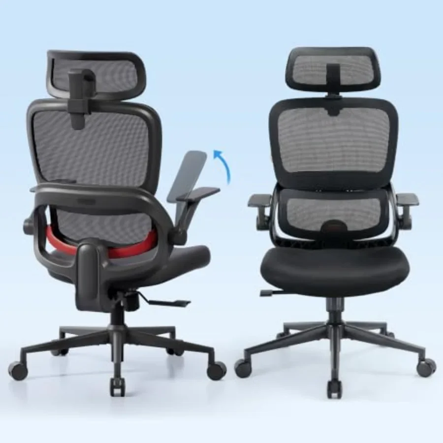 B100 SE Ergonomic Office Chair for home office use, black mesh back and seat, adjustable lumbar support and 300lbs weight capac
