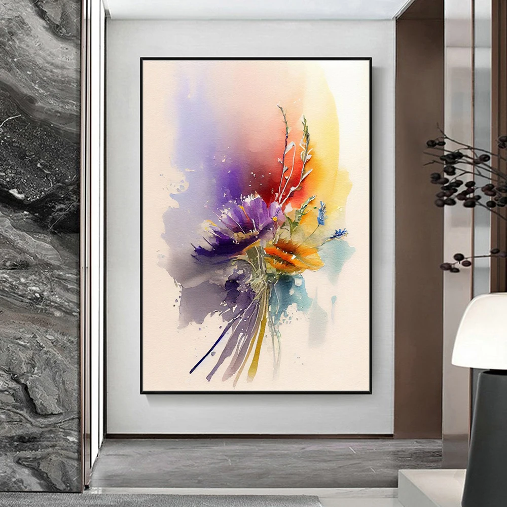 Mintura Large Artwork Hand-Painted Oil Paintings on Canvas,Bunch Seductive Purple Flower Wall Art,Picture Living Room,Home Decor