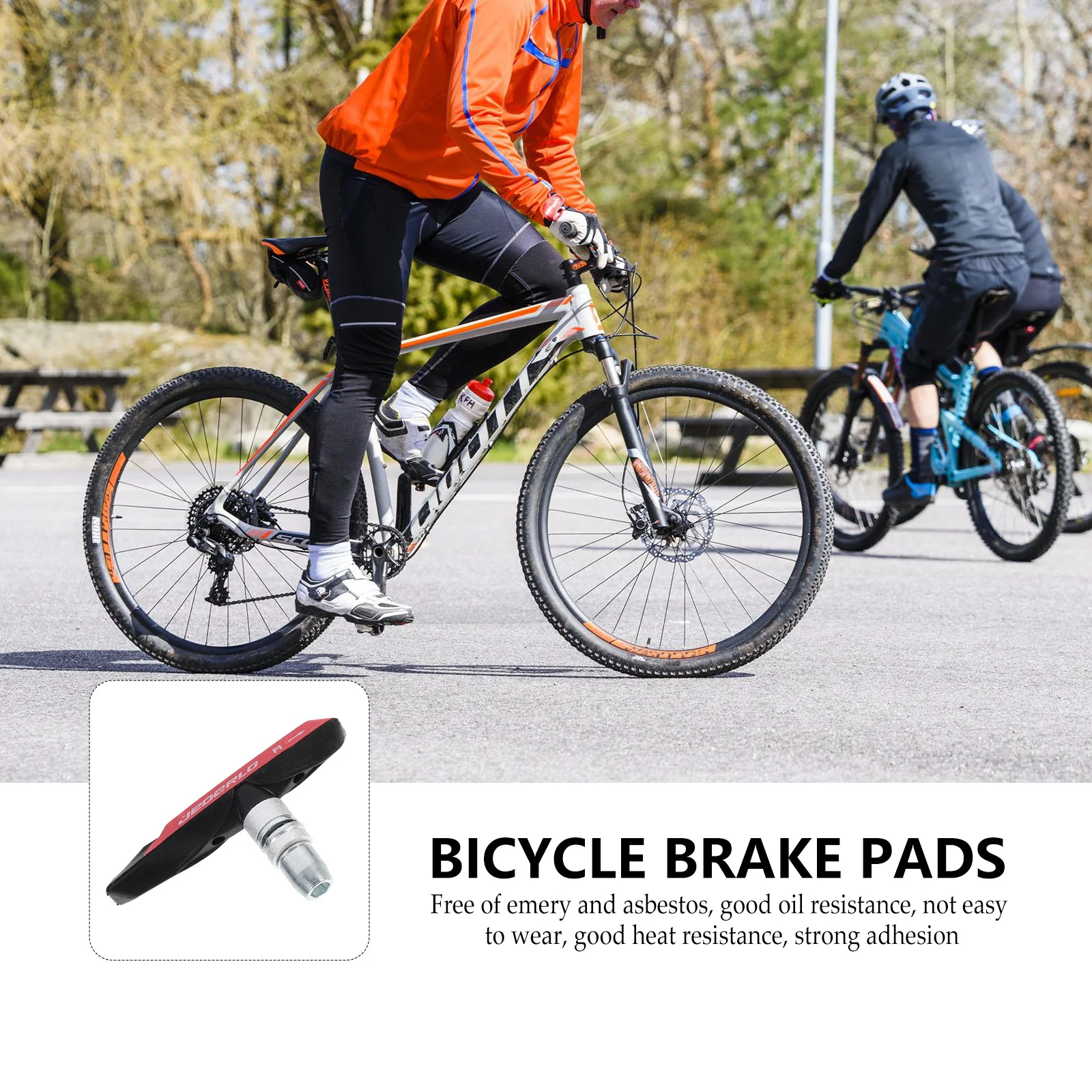 

1Pair Bike Brake Pads Rubber Material Grooved Surface Strong Adhesion Short Braking Distance Silent Cycling Brake Blocks